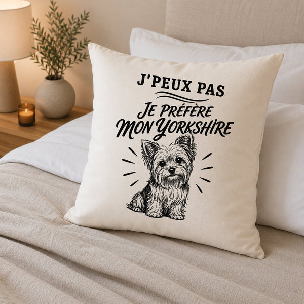 Housse de Coussin J’peux pas je préfère mon Yorkshire