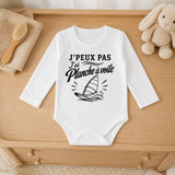 Body Bébé Manches Longues J’peux pas j’ai planche à voile J'peux pas minimaliste
