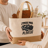 Coffret Cadeau J’peux pas je suis DJ – Sac jute, carnet, stylo, porte-clés et marque-page