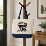 Grand Sac Cabas Fond Bleu J’peux pas je suis Masseur