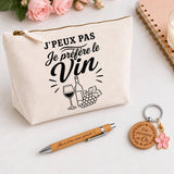 Coffret Cadeau J’peux pas je préfère le Vin – Trousse, stylo bambou et porte-clés