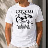 T-shirt Homme Blanc J’peux pas j’ai couture J'peux pas minimaliste