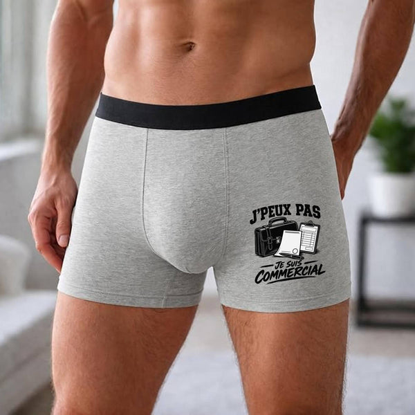 Boxer Homme J’peux pas je suis Commercial – Impression devant