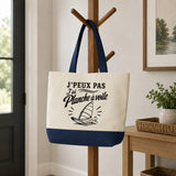 Grand Sac Cabas Fond Bleu J’peux pas j’ai planche à voile J'peux pas minimaliste