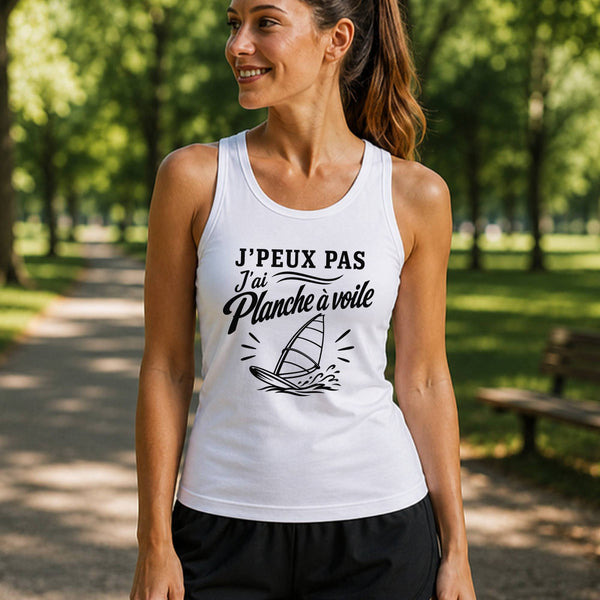 Débardeur Femme J’peux pas j’ai planche à voile J'peux pas minimaliste