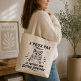 Tote Bag Beige J’peux pas je préfère mon British Shorthair