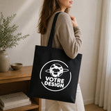 Tote bag noir - Votre design - Planetee