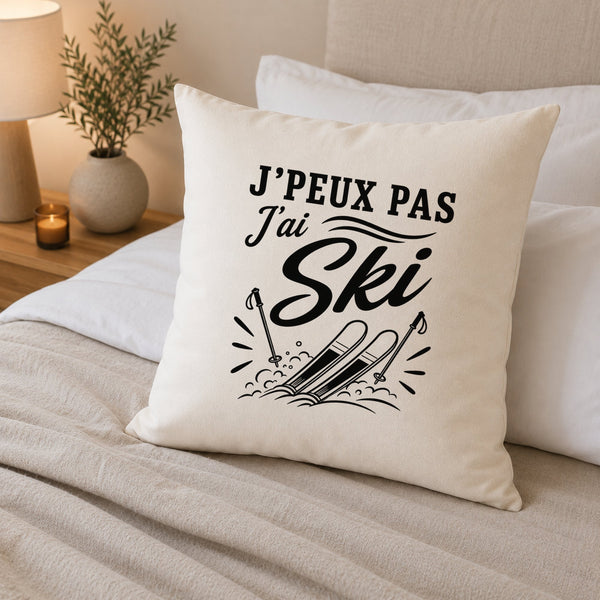 Housse de Coussin J’peux pas j’ai Ski