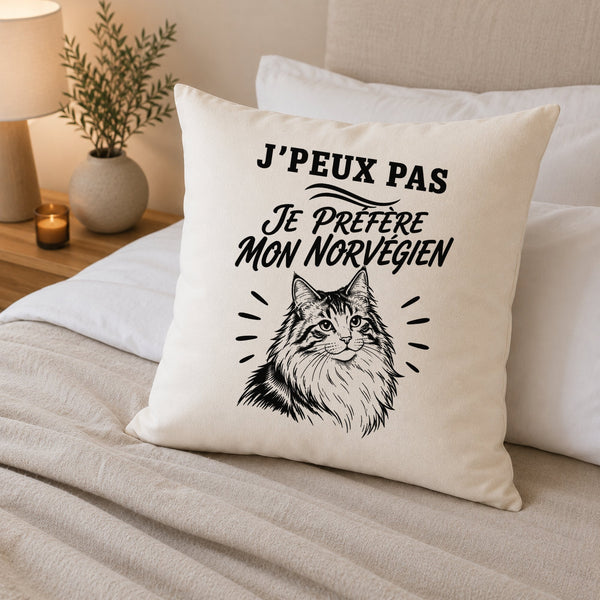 Housse de Coussin J’peux pas je préfère mon Norvégien