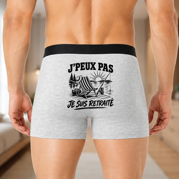 Boxer Homme J’peux pas je suis Retraité – Impression au dos