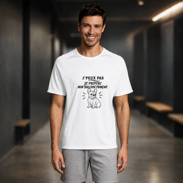 T-shirt de Sport Homme J’peux pas je préfère mon Bulldog Français