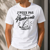 T-shirt Homme Blanc J’peux pas j’ai planche à voile J'peux pas minimaliste
