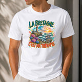 T-shirt Homme Blanc La bretagne c'est ma thérapie
