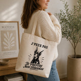 Tote Bag Beige J’peux pas je préfère mon Doberman