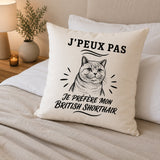 Housse de Coussin J’peux pas je préfère mon British Shorthair