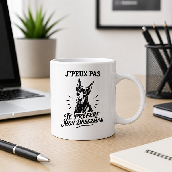 Mug J’peux pas je préfère mon Doberman