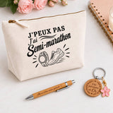 Coffret Cadeau J’peux pas j’ai Semi-marathon – Trousse, stylo bambou et porte-clés