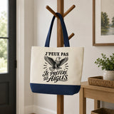 Grand Sac Cabas Fond Bleu J’peux pas je préfère les Aigles
