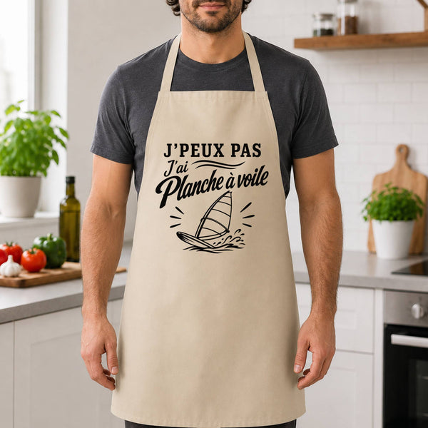 Tablier de Cuisine J’peux pas j’ai planche à voile J'peux pas minimaliste