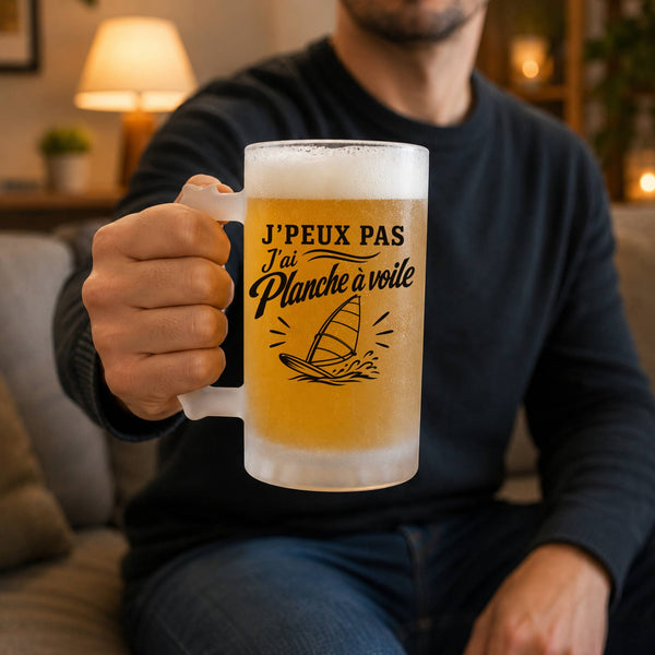 Verre à Bière J’peux pas j’ai planche à voile J'peux pas minimaliste