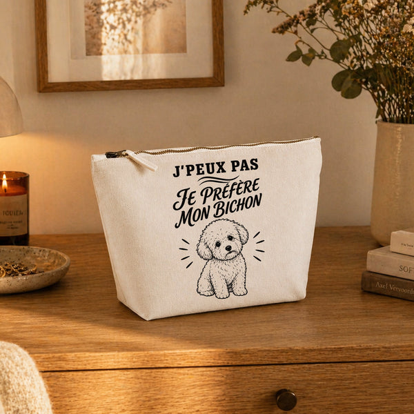 Trousse Beige J’peux pas je préfère mon Bichon