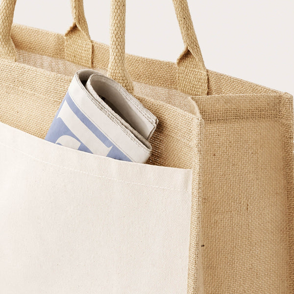 Sac Cabas Jute avec Poche J’peux pas j’ai couture J'peux pas minimaliste