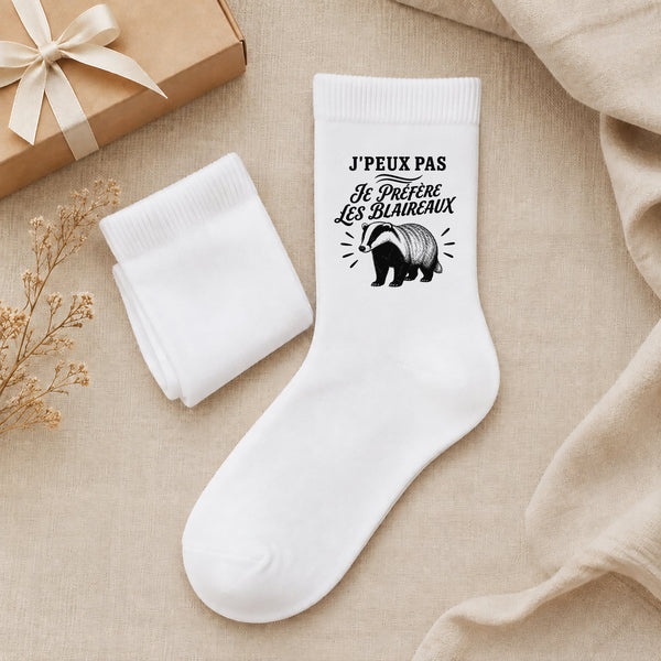 Chaussettes Homme Femme J’peux pas je préfère les Blaireaux