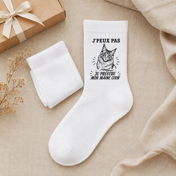 Chaussettes Homme Femme J’peux pas je préfère mon Maine Coon