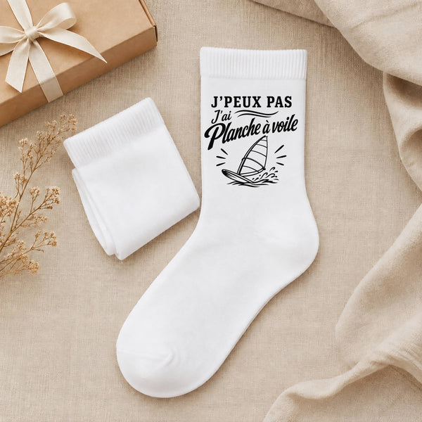 Chaussettes Homme Femme J’peux pas j’ai planche à voile J'peux pas minimaliste