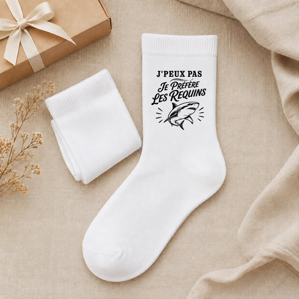 Chaussettes Homme Femme J’peux pas je préfère les Requins
