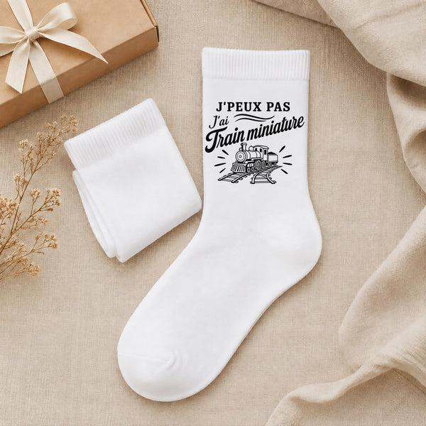 Chaussettes Homme Femme J’peux pas j’ai Train miniature – modélisme ferroviaire (train)