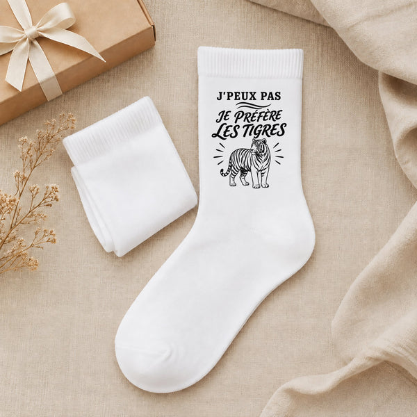 Chaussettes Homme Femme J’peux pas je préfère les Tigres