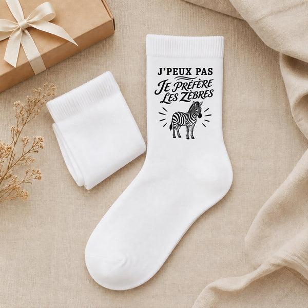 Chaussettes Homme Femme J’peux pas je préfère les Zèbres