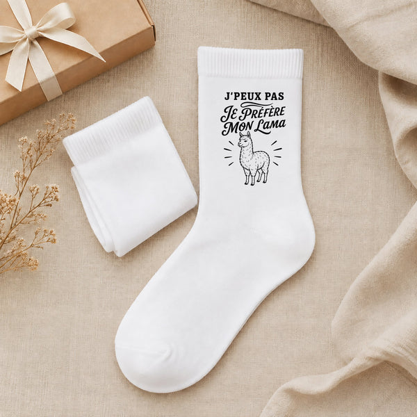 Chaussettes Homme Femme J’peux pas je préfère mon Lama