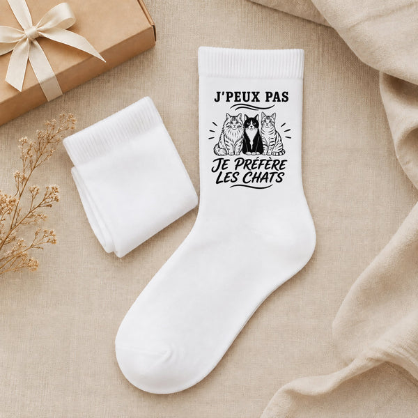 Chaussettes Homme Femme J’peux pas je préfère les Chats