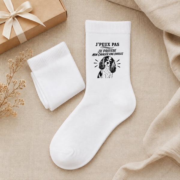 Chaussettes Homme Femme J’peux pas je préfère mon Cavalier King Charles