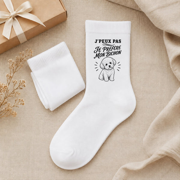 Chaussettes Homme Femme J’peux pas je préfère mon Bichon