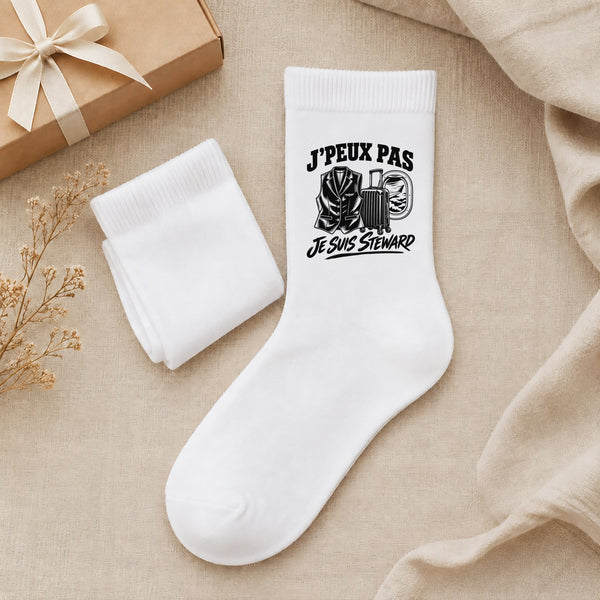 Chaussettes Homme Femme J’peux pas je suis Steward