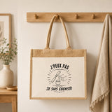 Sac Cabas Jute avec Poche J’peux pas je suis Ébéniste