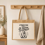 Sac Cabas Jute avec Poche J’peux pas je préfère les Gorilles
