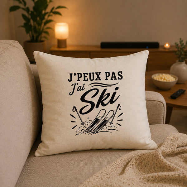 Housse de Coussin J’peux pas j’ai Ski