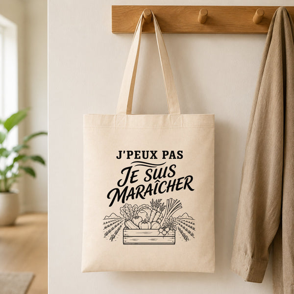 Tote Bag Beige J’peux pas je suis Maraîcher