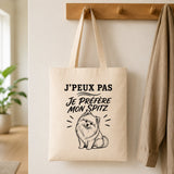 Tote Bag Beige J’peux pas je préfère mon Spitz