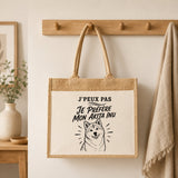 Sac Cabas Jute avec Poche J’peux pas je préfère mon Akita Inu