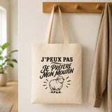 Tote Bag Beige J’peux pas je préfère mon Mouton