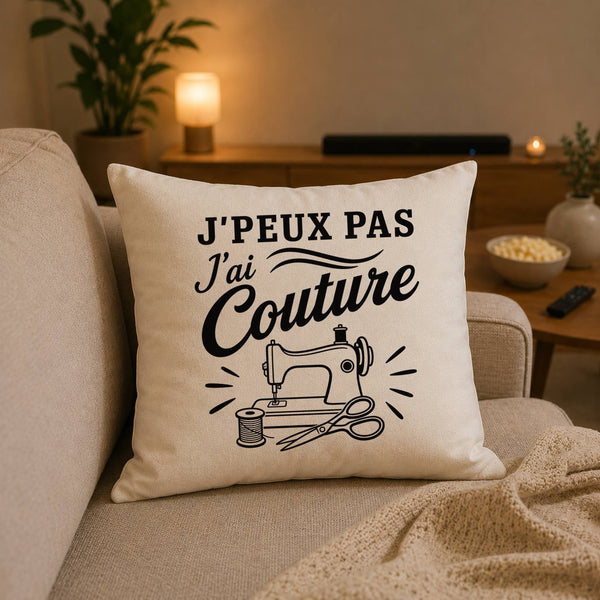 Housse de Coussin J’peux pas j’ai couture J'peux pas minimaliste