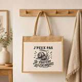 Sac Cabas Jute avec Poche J’peux pas je préfère les Escargots