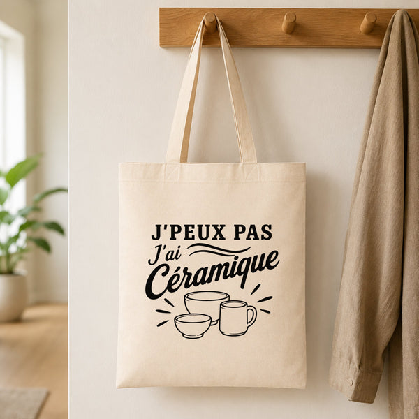 Tote Bag Beige J’peux pas j’ai Céramique