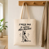 Tote Bag Beige J’peux pas je préfère mon Malinois
