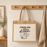 Sac Cabas Jute avec Poche J’peux pas je préfère ma Chinchilla